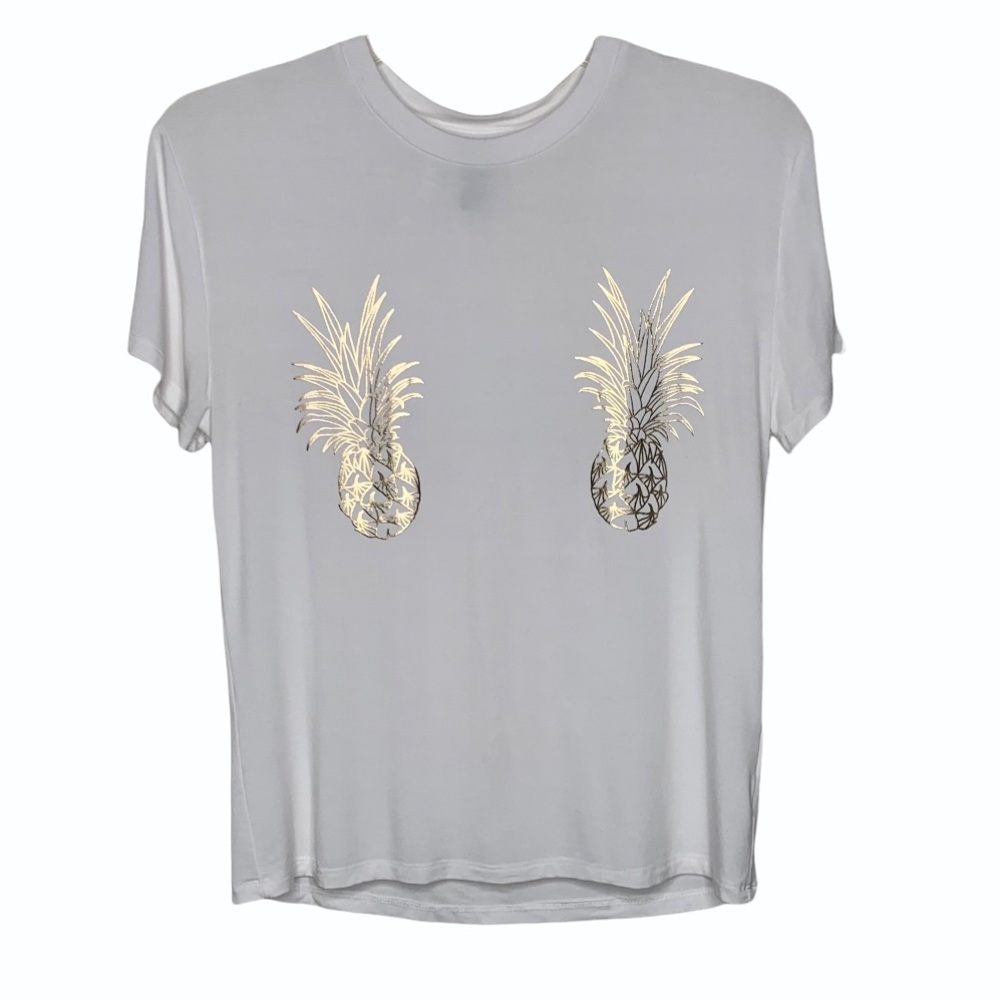 MINKPINK Pineapple Gold Foil Short Sleeve T-Shirt